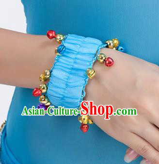 Oriental Indian Belly Dance Accessories Blue Bracelets India Raks Sharki Bells Bangle for Women