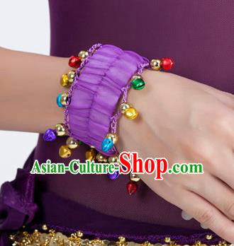 Oriental Indian Belly Dance Accessories Purple Bracelets India Raks Sharki Bells Bangle for Women