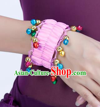 Oriental Indian Belly Dance Accessories Pink Bracelets India Raks Sharki Bells Bangle for Women