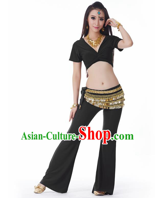 Asian Indian Belly Dance Costume Stage Performance Yoga Black Outfits, India Raks Sharki Dress for Women