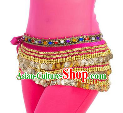 Asian Indian Belly Dance Paillette Rosy Waist Chain Tassel Waistband India Raks Sharki Belts for Women