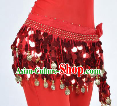 Indian Traditional Belly Dance Red Tassel Belts Waistband India Raks Sharki Waist Accessories for Women