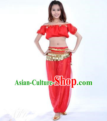 Asian Indian Belly Dance Costume Stage Performance Yoga Red Uniform, India Raks Sharki Dress for Women