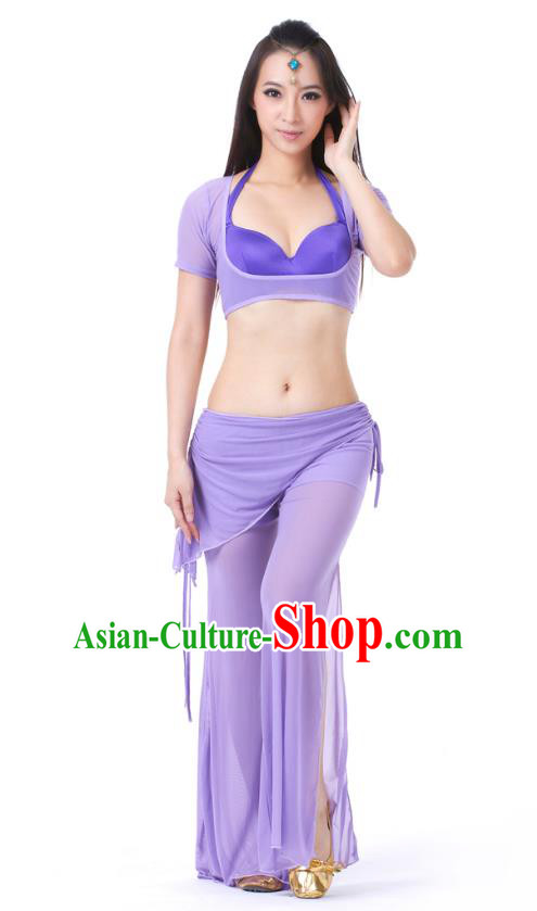 Asian Indian Belly Dance Lilac Uniform India Raks Sharki Dress Oriental Dance Clothing for Women