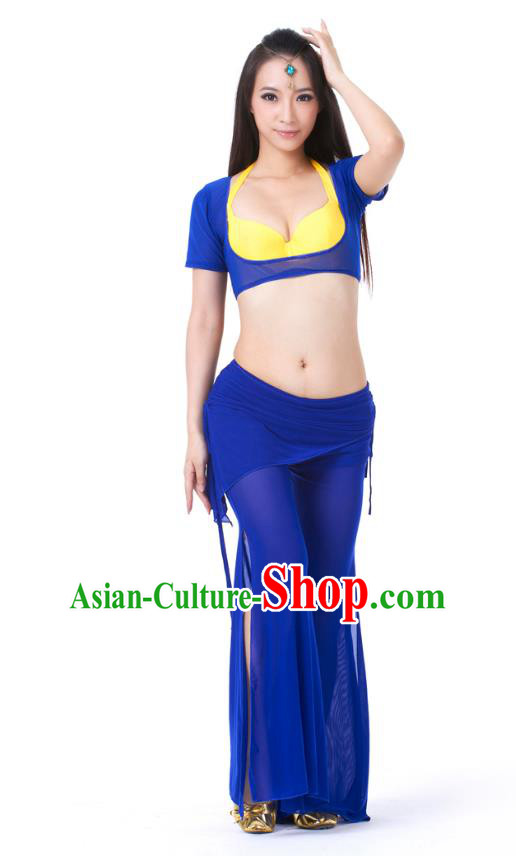 Asian Indian Belly Dance Deep Blue Uniform India Raks Sharki Dress Oriental Dance Clothing for Women