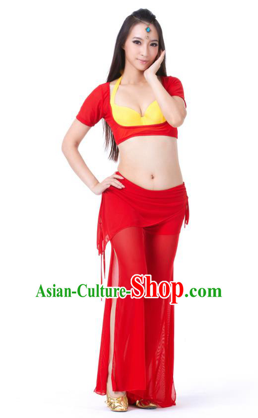 Asian Indian Belly Dance Red Uniform India Raks Sharki Dress Oriental Dance Clothing for Women
