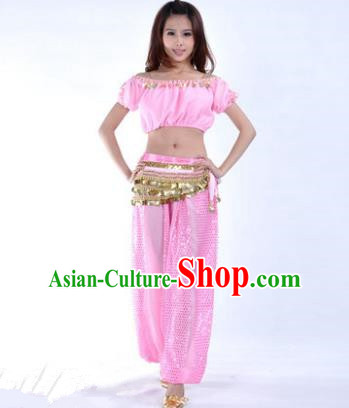 Asian Indian Belly Dance Costume Stage Performance Yoga Pink Uniform, India Raks Sharki Dress for Women