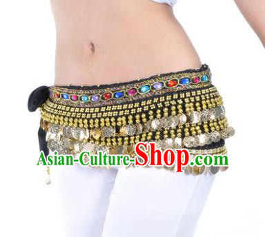 Asian Indian Traditional Belly Dance Black Belts Waistband India Raks Sharki Waist Accessories for Women