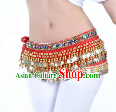 Asian Indian Traditional Belly Dance Red Belts Waistband India Raks Sharki Waist Accessories for Women