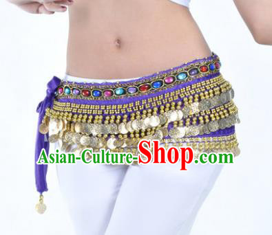 Asian Indian Traditional Belly Dance Purple Belts Waistband India Raks Sharki Waist Accessories for Women