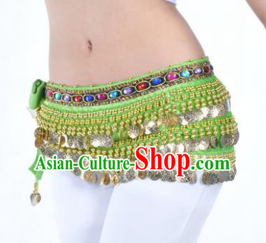 Asian Indian Traditional Belly Dance Green Belts Waistband India Raks Sharki Waist Accessories for Women