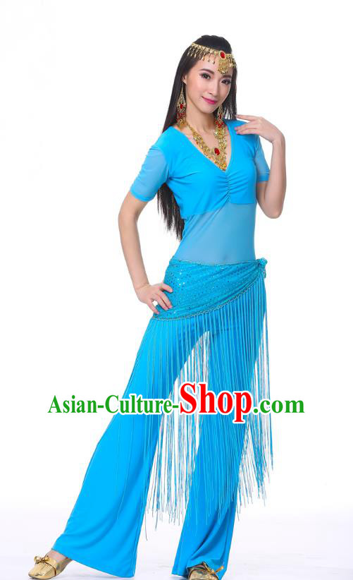 Indian Belly Dance Costume India Raks Sharki Blue Suits Oriental Dance Clothing for Women