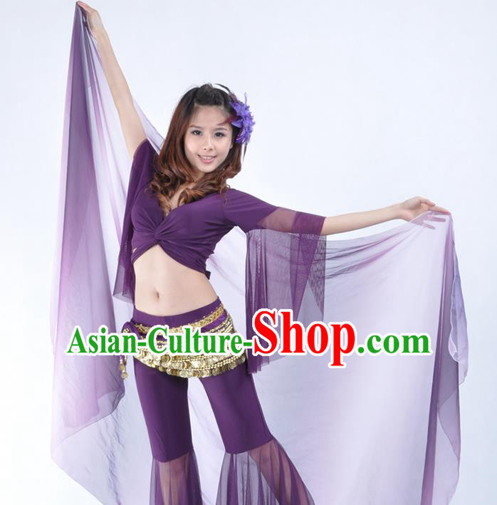 Asian Indian Belly Dance Accessories Purple Gauze Kerchief India Traditional Dance Scarf for for Women