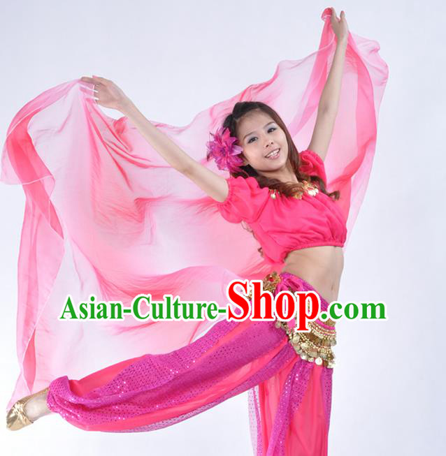 Asian Indian Belly Dance Accessories Rosy Gauze Kerchief India Traditional Dance Scarf for for Women