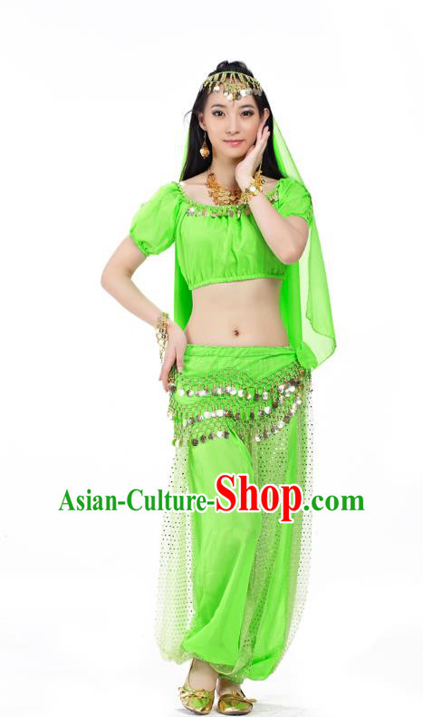 Top Indian Bollywood Belly Dance Costume Oriental Dance Light Green Dress, India Raks Sharki Clothing for Women
