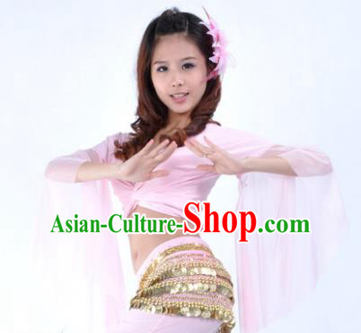 Indian Oriental Dance Belly Dance Costume Upper Outer Garment India Raks Sharki Pink Blouse for Women