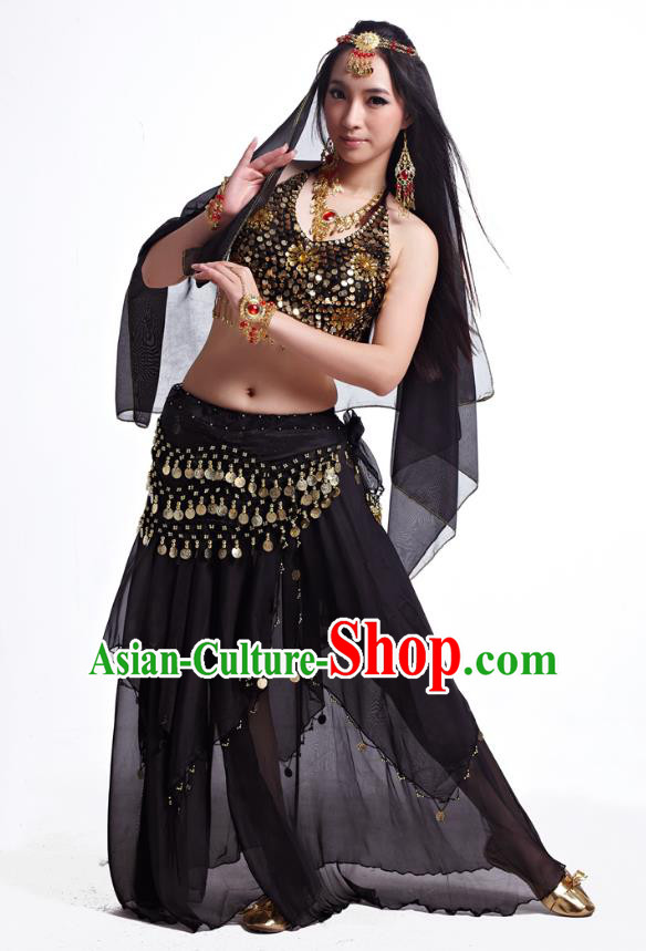 Indian Belly Dance Costume Oriental Dance Black Dress, India Raks Sharki Bollywood Dance Clothing for Women