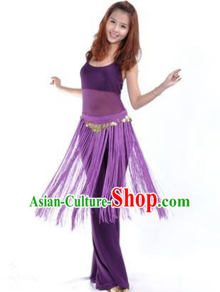 Indian Belly Dance Yoga Purple Suits, India Raks Sharki Dance Clothing for Women