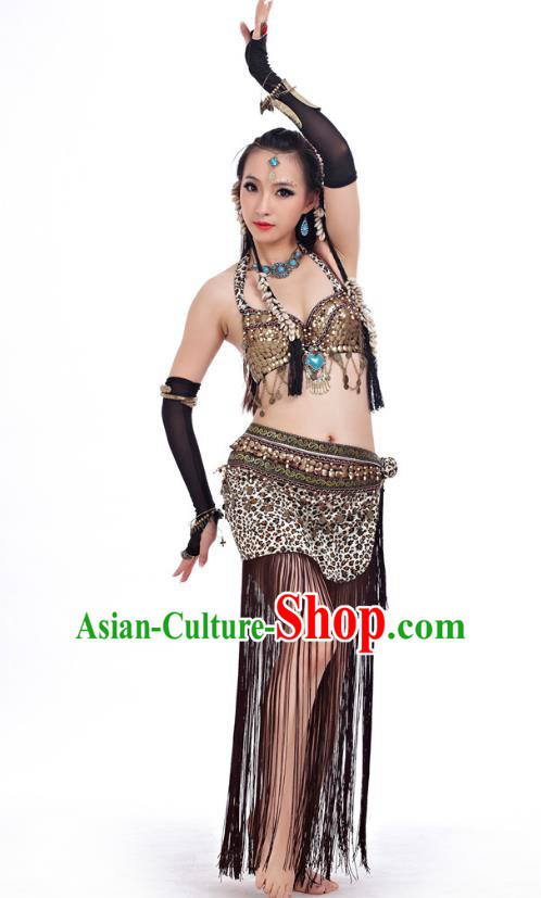 Asian Indian Belly Dance Primitive Tribe Dance Leopard Costume India Bollywood Oriental Dance Clothing for Women