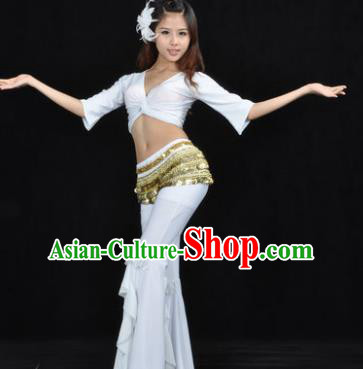 Indian Traditional Belly Dance White Uniform Asian India Oriental Dance Costume for Women