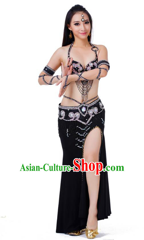 Indian Traditional Belly Dance Black Dress Asian India Sexy Oriental Dance Costume for Women