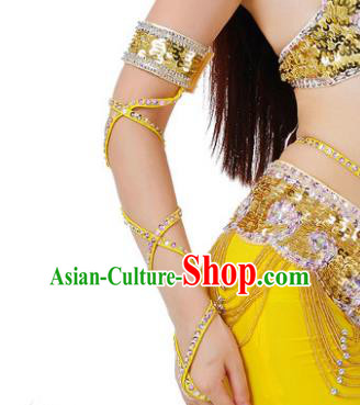 Indian Belly Dance Yellow Sleevelet India Raks Sharki Accessories Wristlet for Women