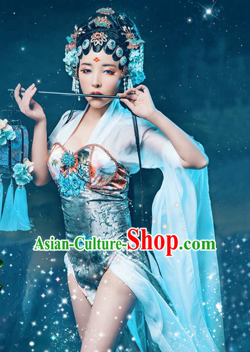 Asian Chinese Beijing Opera Costume, China Traditional Peking Opera Actress Sexy Clothing for Women