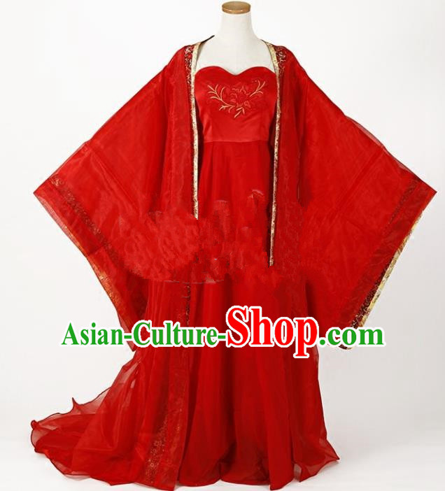 Traditional Chinese Tang Dynasty Palace Lady Princess Wedding Costume Ancient Bride Clothing for Women