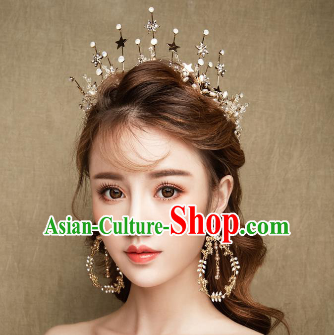 Handmade Classical Wedding Accessories Bride Stars Hair Clasp and Tassel Earrings for Women