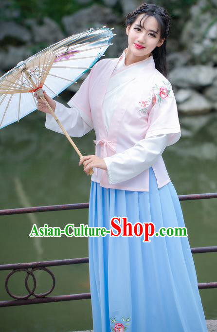 Traditional Chinese Song Dynasty Palace Lady Embroidered Costume, China Ancient Princess Dress for Women