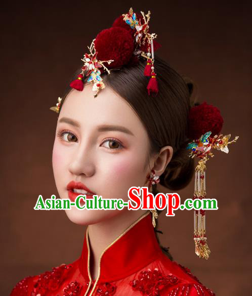 Chinese Handmade Classical Hair Accessories Ancient Bride Wedding Hairpins Complete Set for Women