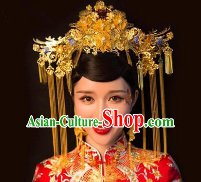 Chinese Handmade Classical Hair Accessories Ancient Queen Phoenix Coronet Hairpins Complete Set for Women