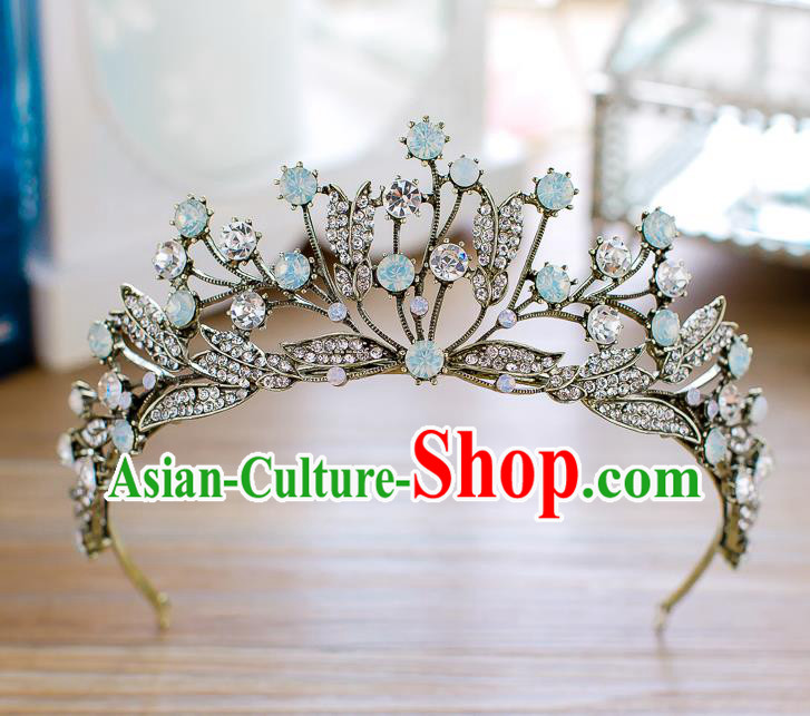 Handmade Classical Hair Accessories Baroque Retro Crystal Royal Crown Princess Black Hair Clasp for Women