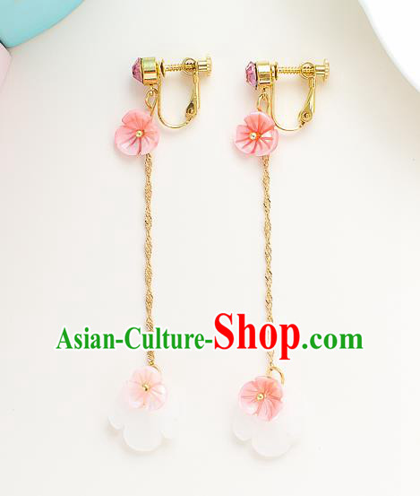 Handmade Classical Wedding Accessories Tassel Eardrop Bride Pink Shell Earrings for Women