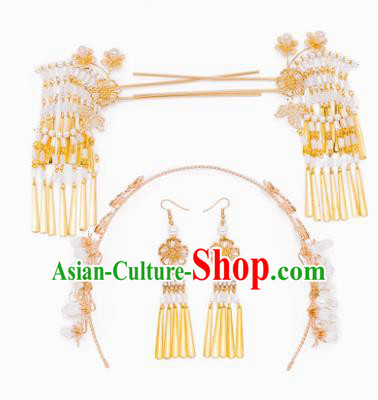Chinese Handmade Classical Hair Accessories Ancient Palace Tassel Step Shake Hairpins Complete Set for Women