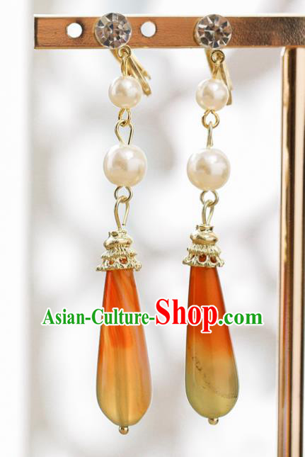 Handmade Classical Wedding Accessories Bride Hanfu Jade Earrings for Women