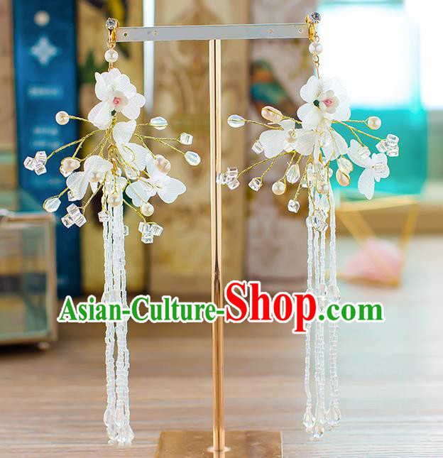 Handmade Classical Wedding Accessories Bride Earrings Flowers Tassel Eardrop for Women