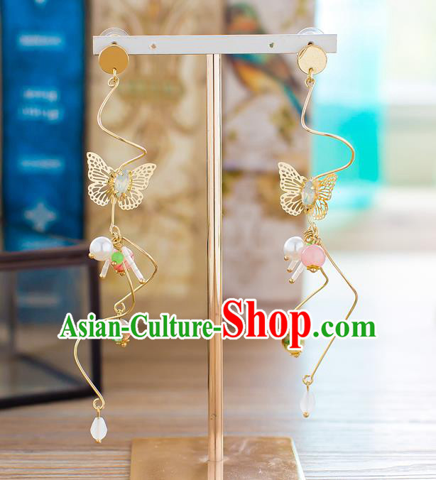 Handmade Classical Wedding Accessories Bride Earrings Hanfu Butterfly Eardrop for Women