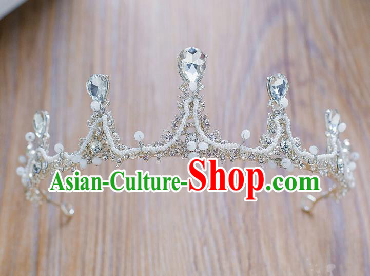 Handmade Classical Hair Accessories Baroque Crystal Royal Crown Hair Clasp Headwear for Women