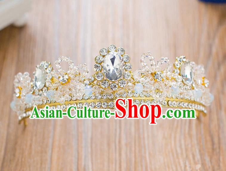 Handmade Classical Hair Accessories Baroque Luxury Crystal Hair Clasp Royal Crown Headwear for Women