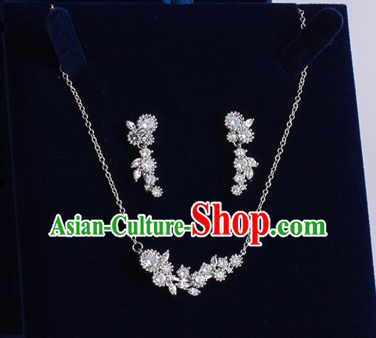 Handmade Classical Wedding Accessories Baroque Crystal Necklace and Earrings for Women