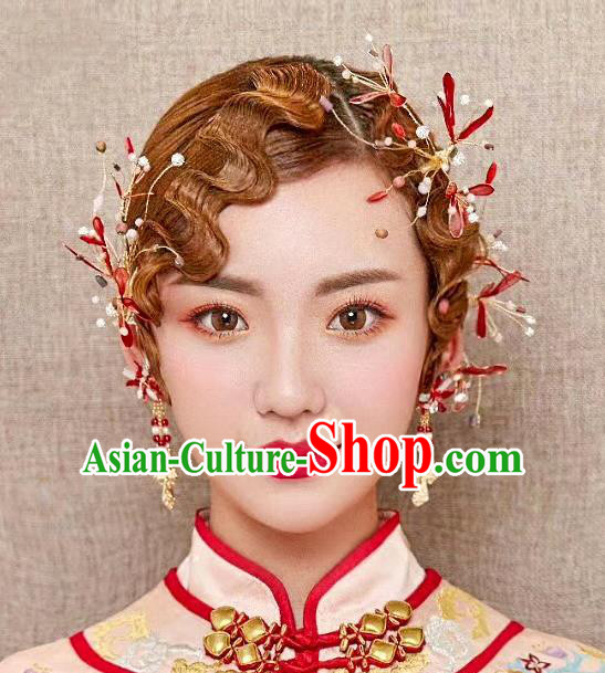 Handmade Classical Wedding Hair Accessories Bride Red Hair Claws Headwear for Women
