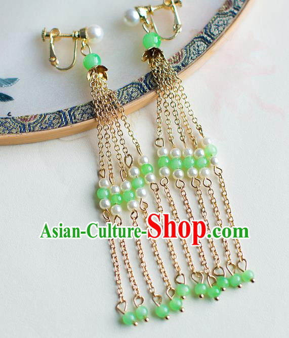 China Handmade Classical Wedding Accessories Hanfu Long Tassel Earrings for Women
