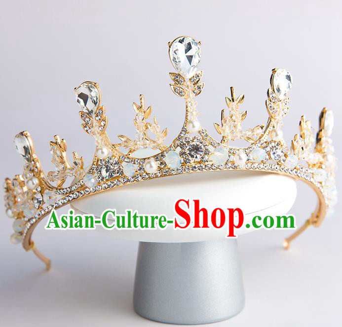 Handmade Classical Hair Accessories Baroque Princess Crystal Royal Crown Headwear for Women