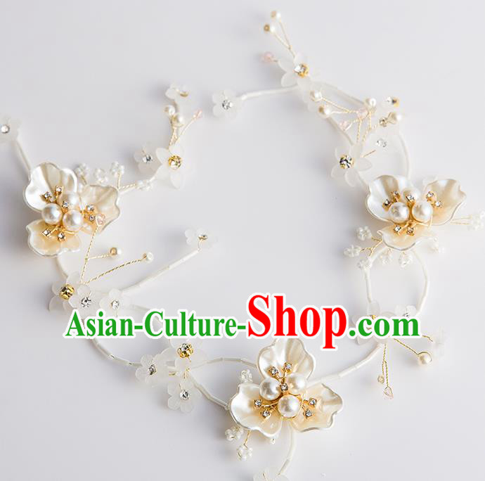 Handmade Classical Wedding Hair Accessories Bride Shell Flower Pearls Headband Hair Clasp Headwear for Women