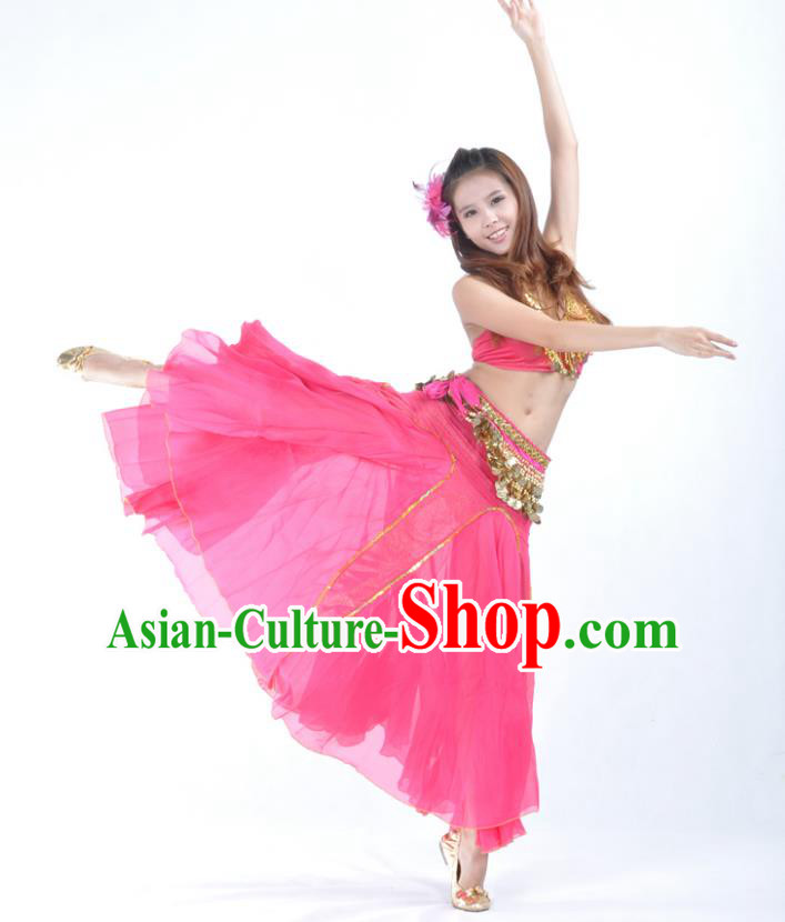 Traditional Indian Bollywood Belly Dance Rosy Dress Asian India Oriental Dance Costume for Women