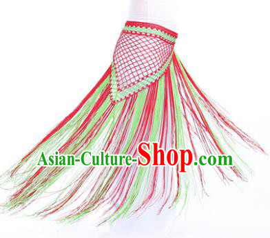 Indian Belly Dance Green and Red Tassel Waist Scarf Waistband India Raks Sharki Belts for Women