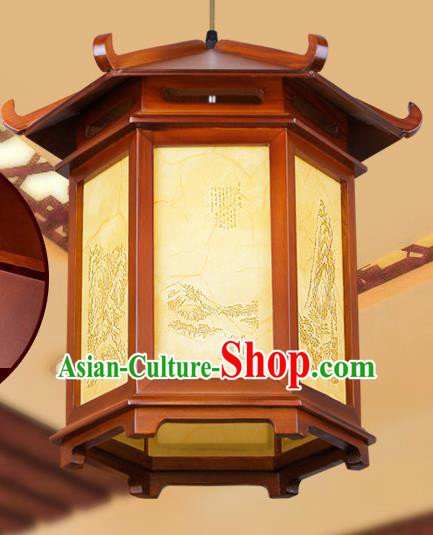 Chinese Classical Handmade Wood Palace Lanterns Hanging Lantern Ancient Painted Ceiling Lamp