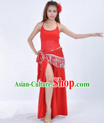 Traditional Indian National Belly Dance Red Dress India Oriental Dance Costume for Women