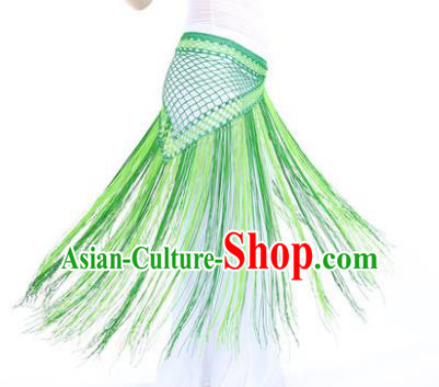 Indian Belly Dance Green Tassel Waist Scarf Waistband India Raks Sharki Belts for Women